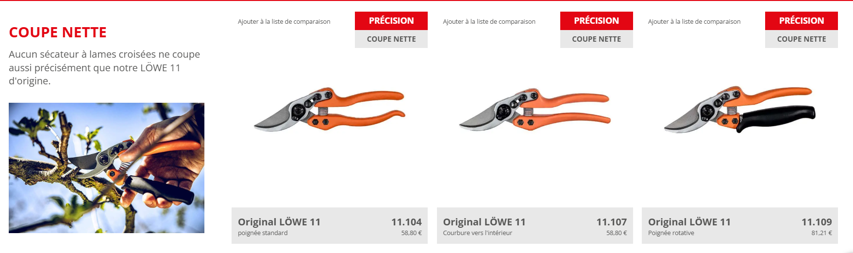 Gamme Original LÖWE 11 — sécateurs coupe nette