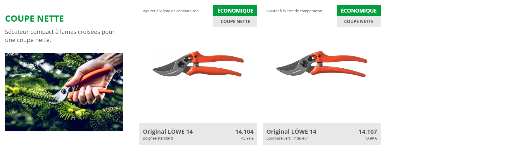 Gamme Original LÖWE 14 — sécateurs coupe nette