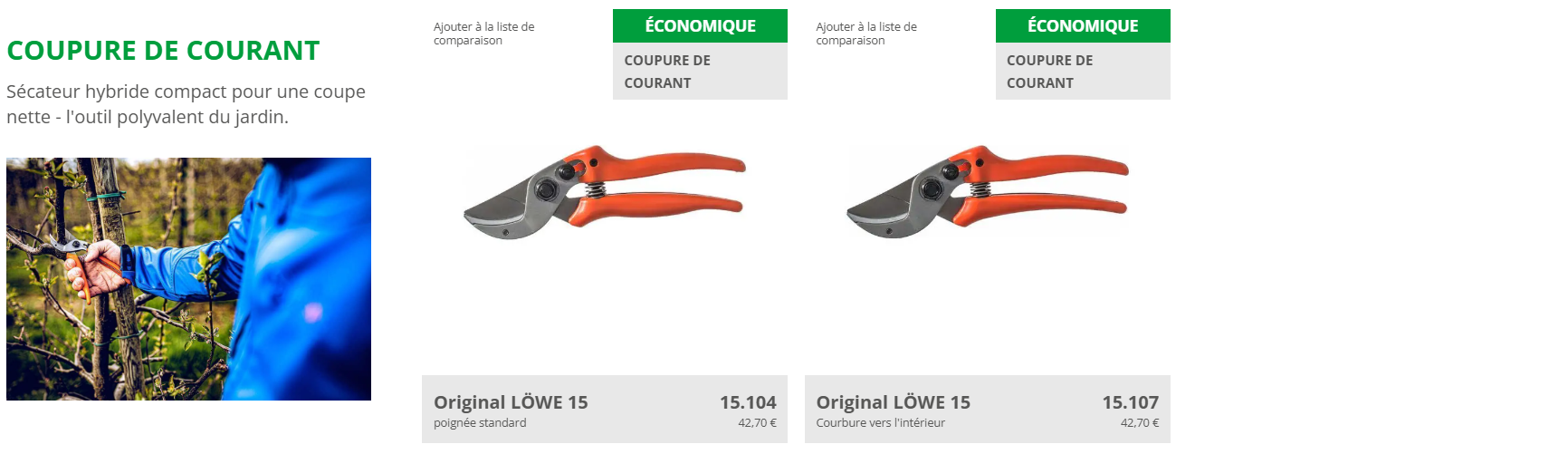 Gamme Original LÖWE 15 — sécateurs coupure de courant